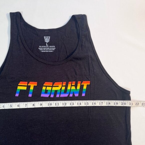 Fort Troff Size L Cotton Blend GRUNT PRIDE Tank Top - Black/PRIDE Colors - Picture 3 of 9